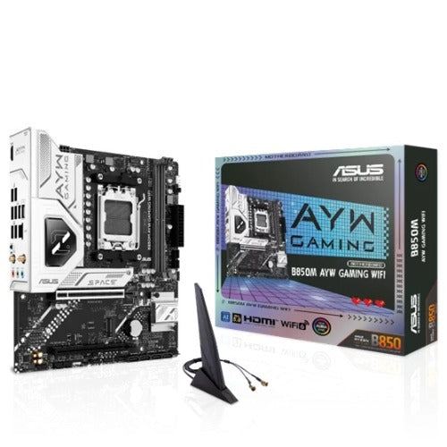 ASUS B850M AYW GAMING WIFI Micro-ATX AMD AM5 Motherboard 2x DDR5 128GB 8200MHz PCIe 5.0 2x M.2 Wi-Fi 6 2.5GbE USB