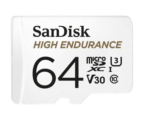 SanDisk High Endurance 64GB microSD Card 100MB/s Read 40MB/s Write 5000hrs 4K UHD V30 U3 Dash Cam Security Camera