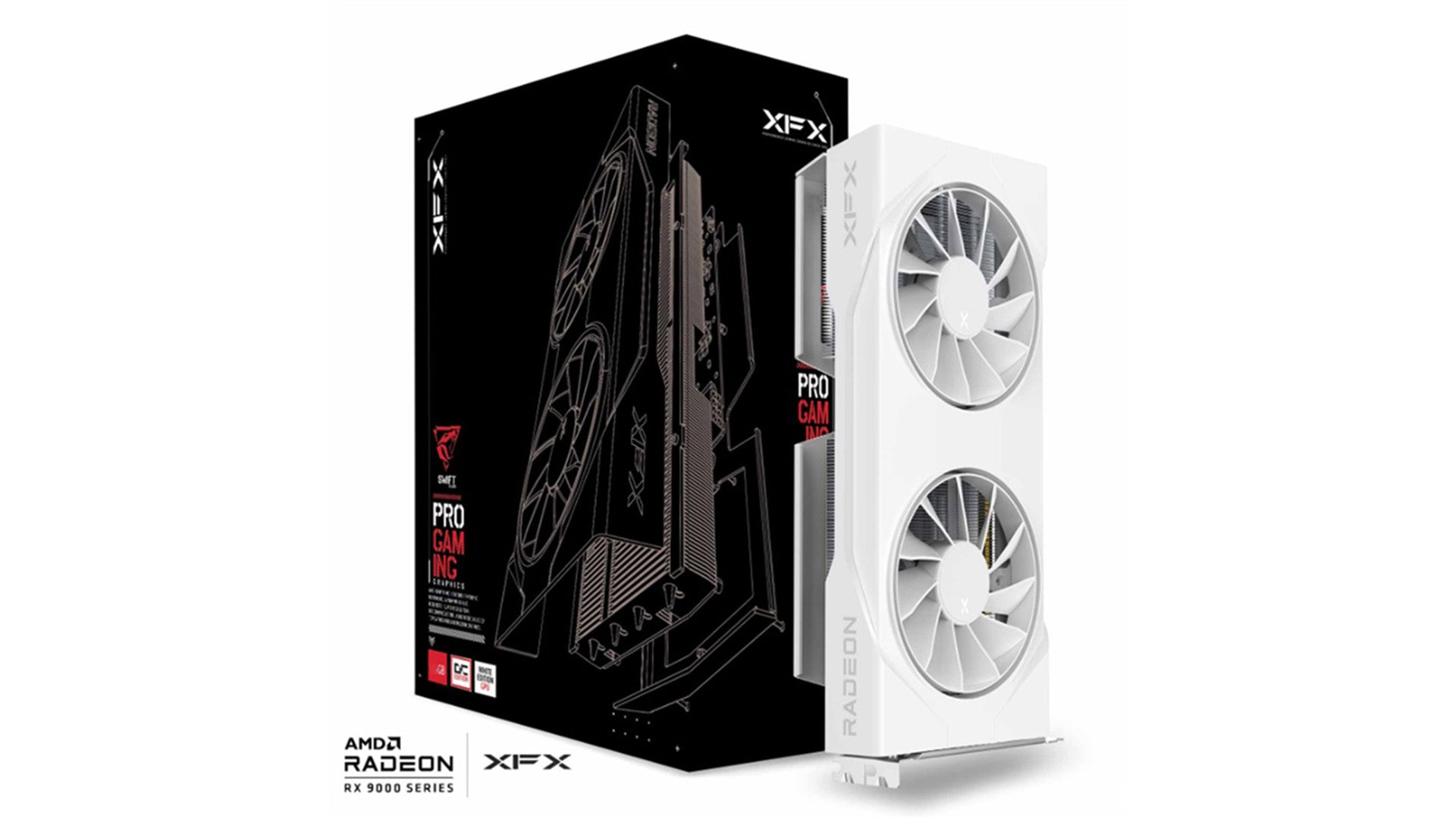 XFX Swift AMD Radeon RX 9060 XT OC 16GB GDDR6 White Gaming Graphics Card — RDNA 4 HDMI 2x DisplayPort