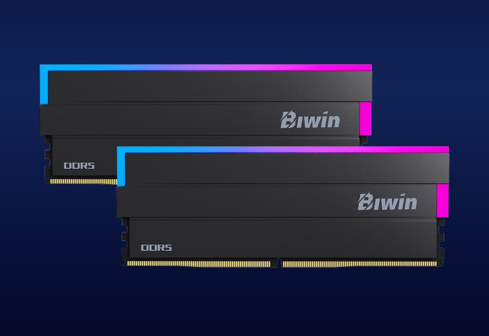 BIWIN DW100 RGB 32GB (2x16GB) DDR5-6000 CL30 UDIMM Desktop RAM Black — 1.35V