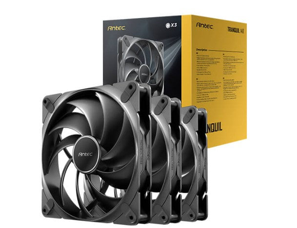 Antec Tranquil 140mm PWM Case Fans 3-Pack — 2000RPM 59.23CFM 4-Pin PWM Quiet Performance Black