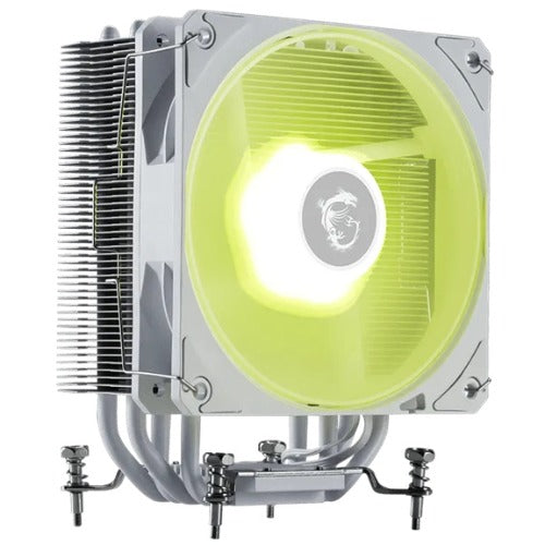 MSI MAG CoreFrozr AA13 White Single Tower CPU Cooler — 4 Heat Pipes 120mm ARGB PWM Fan AM4/AM5 LGA1700/1851