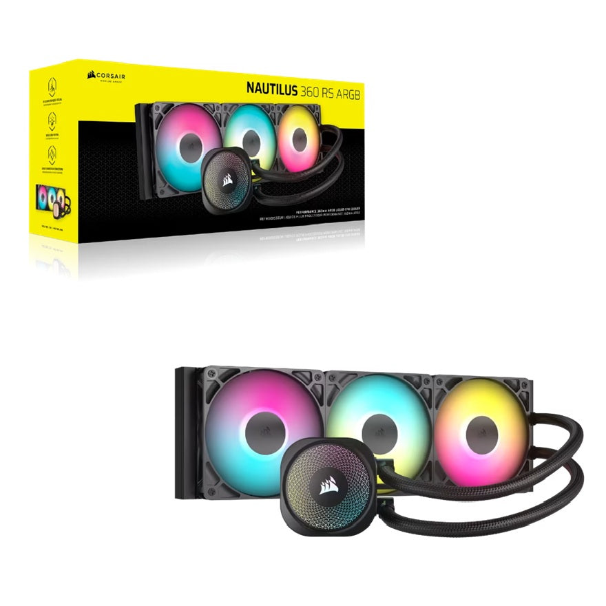 Corsair NAUTILUS 360 RS ARGB 360mm AIO Liquid CPU Cooler RGB Copper Cold Plate 3-Fan Intel AMD