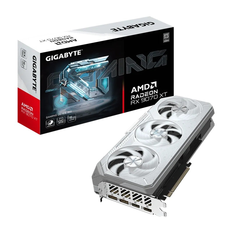Gigabyte Radeon RX 9070 XT GAMING OC ICE 16GB GDDR6 White Graphics Card — RDNA 4 PCIe 5.0 2x DP 2.1a 2x HDMI 2.1b