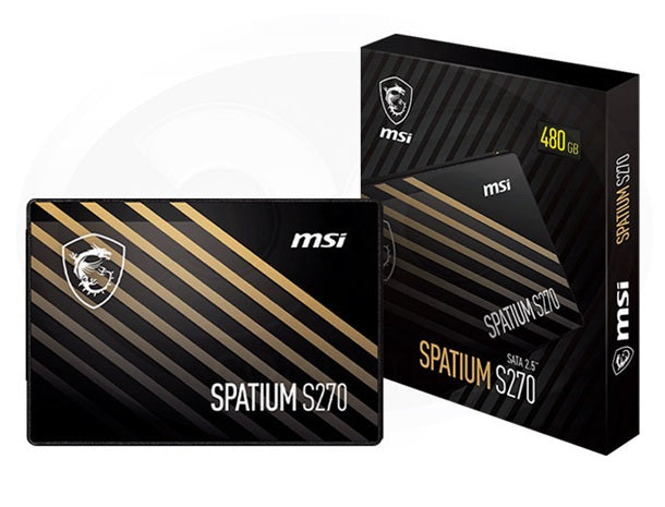 MSI SPATIUM S270 480GB 2.5" SATA III SSD — 500MB/s Read 450MB/s Write 3D NAND 250TBW 5YR