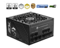 MSI MPG A1250GS PCIe5 1250W 80+ Gold Fully Modular ATX Power Supply 0 RPM Mode Active PFC
