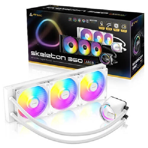 Antec Skeleton 360mm ARGB White AIO Liquid CPU Cooler 3x PWM ARGB Fans 2000RPM 72.29CFM Intel AMD 3YR