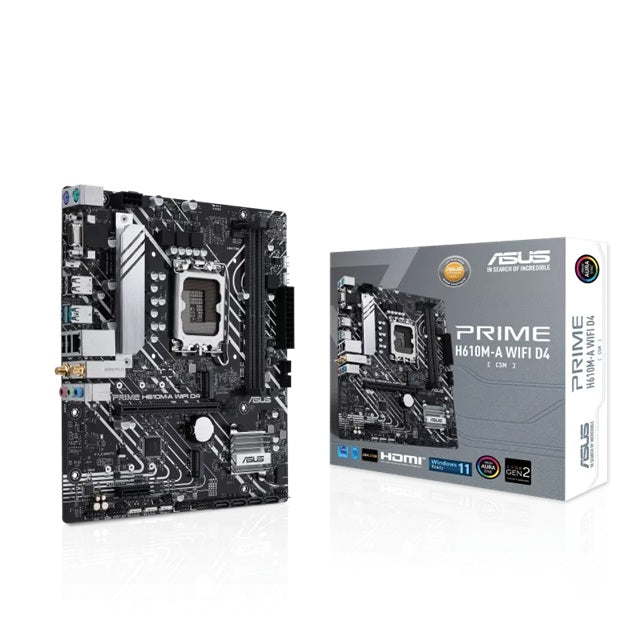 ASUS PRIME H610M-A WIFI D4-CSM Micro-ATX Intel H610 LGA1700 Motherboard — DDR4 64GB Wi-Fi 5 Dual M.2 PCIe 4.0