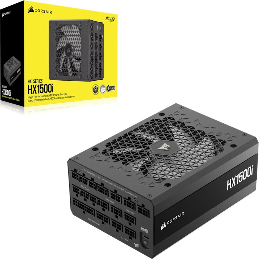 Corsair HX1500i 1500W Fully Modular 80+ Platinum ATX 3.1 Ultra-Low Noise 140mm Fan 8x SATA 5x PCIe