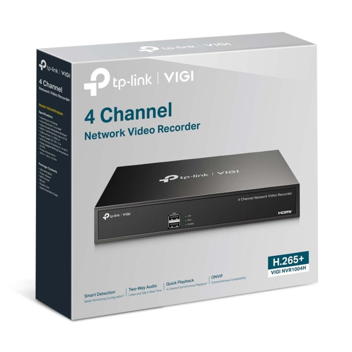 TP-Link VIGI NVR1004H 4 Channel Network Video Recorder — 24/7 Recording Up to 6TB Remote Monitoring (HDD Not Included)