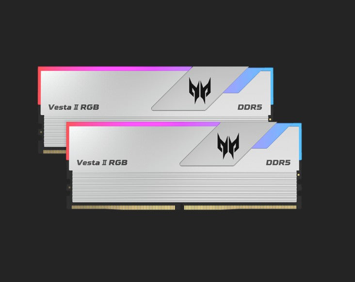 Acer Predator VESTA II 32GB (2x16GB) DDR5-6000 CL36 UDIMM Desktop RAM Silver — XMP 3.0 EXPO
