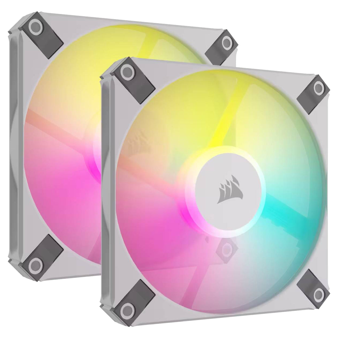 Corsair AF120 RGB Slim White 120mm×15mm Fluid Dynamic Bearing PWM Fans Dual Pack with Lighting Node CORE