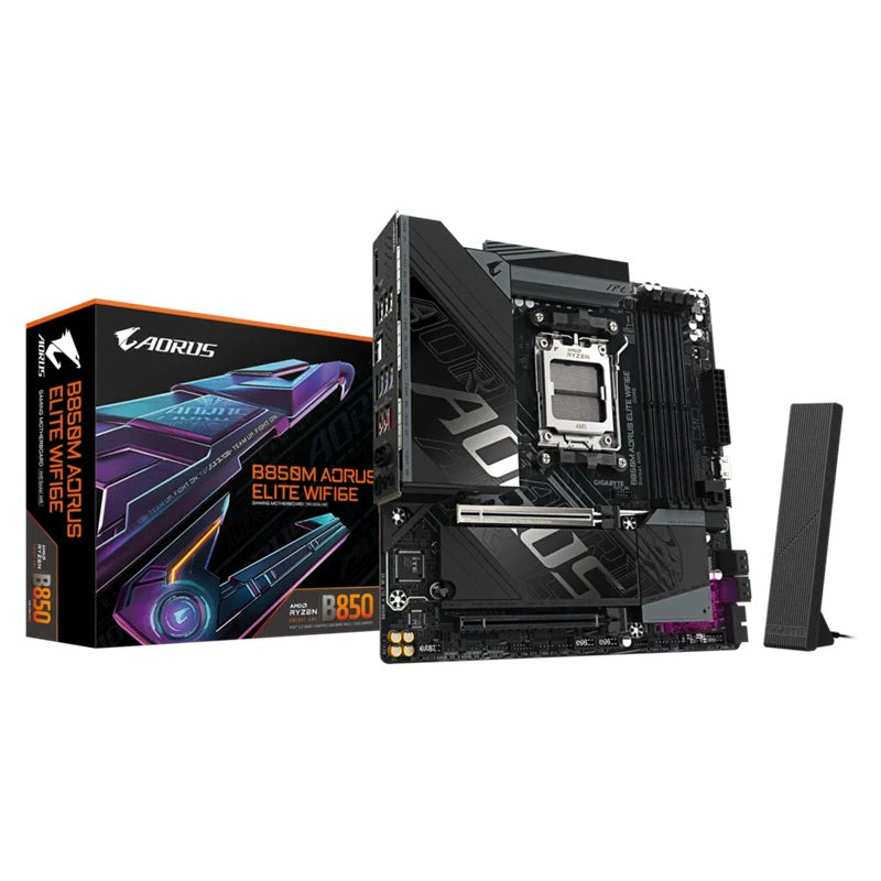 Gigabyte B850M AORUS ELITE WIFI6E Micro-ATX AMD AM5 Motherboard DDR5 256GB PCIe 5.0 Dual M.2 2.5GbE Wi-Fi 6E