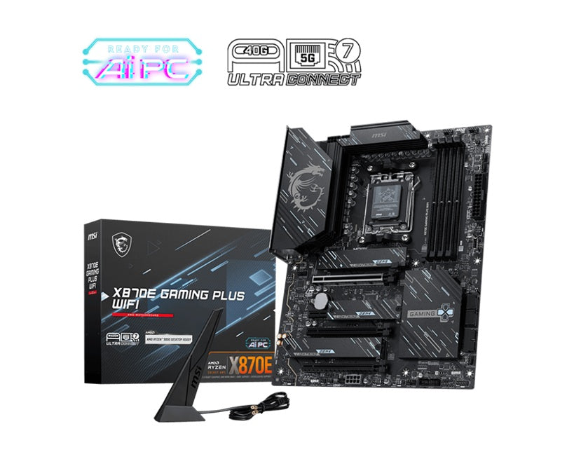 MSI X870E GAMING PLUS WIFI ATX AMD AM5 Motherboard DDR5 8200MHz PCIe 5.0 M.2 Gen5 Wi-Fi 7 5G LAN USB4 USB 20G