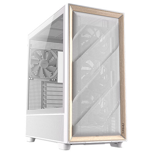 Antec Flux White ATX Mid-Tower Premium Birch Trim Case 5x White PWM ARGB Fans PWM Controller