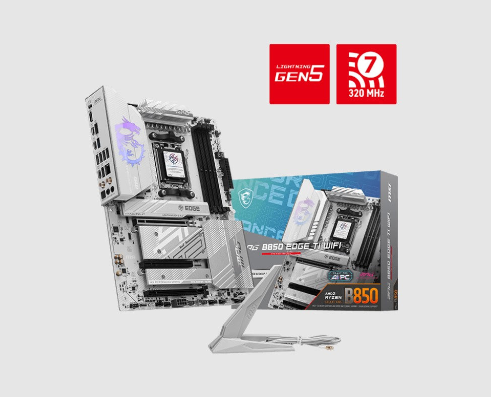 MSI B850 EDGE TI WIFI ATX AMD AM5 Motherboard 4x DDR5 256GB 3x PCIe 4x M.2 Wi-Fi 7