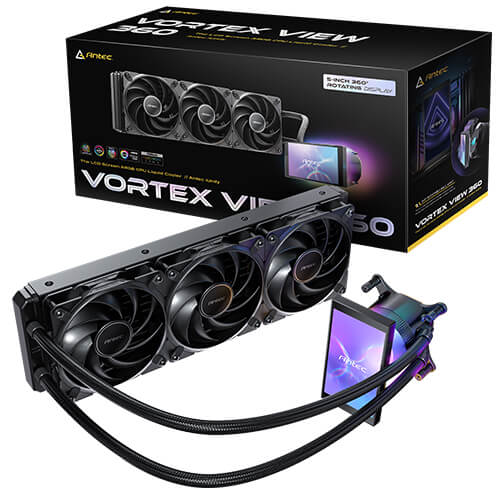 Antec Vortex View 360mm AIO Liquid CPU Cooler 3x120mm PWM Fans 2000RPM 59.23CFM 28.6dB Intel LGA1851/1700 AMD AM5/AM4