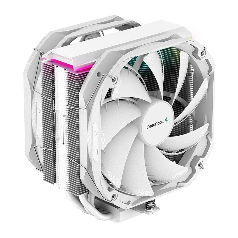DeepCool AS500 PLUS White Single-Tower CPU Cooler 5 Heat Pipes Dual PWM Fans Slim Profile Intel LGA1851/1700/1200/115X AMD AM5/AM4