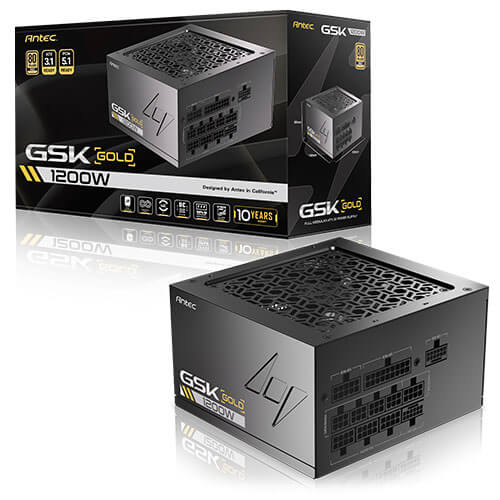 Antec GSK1200 1200W 80+ Gold Fully Modular ATX 3.1 120mm FDB Fan OCP OVP SCP 10YR Warranty