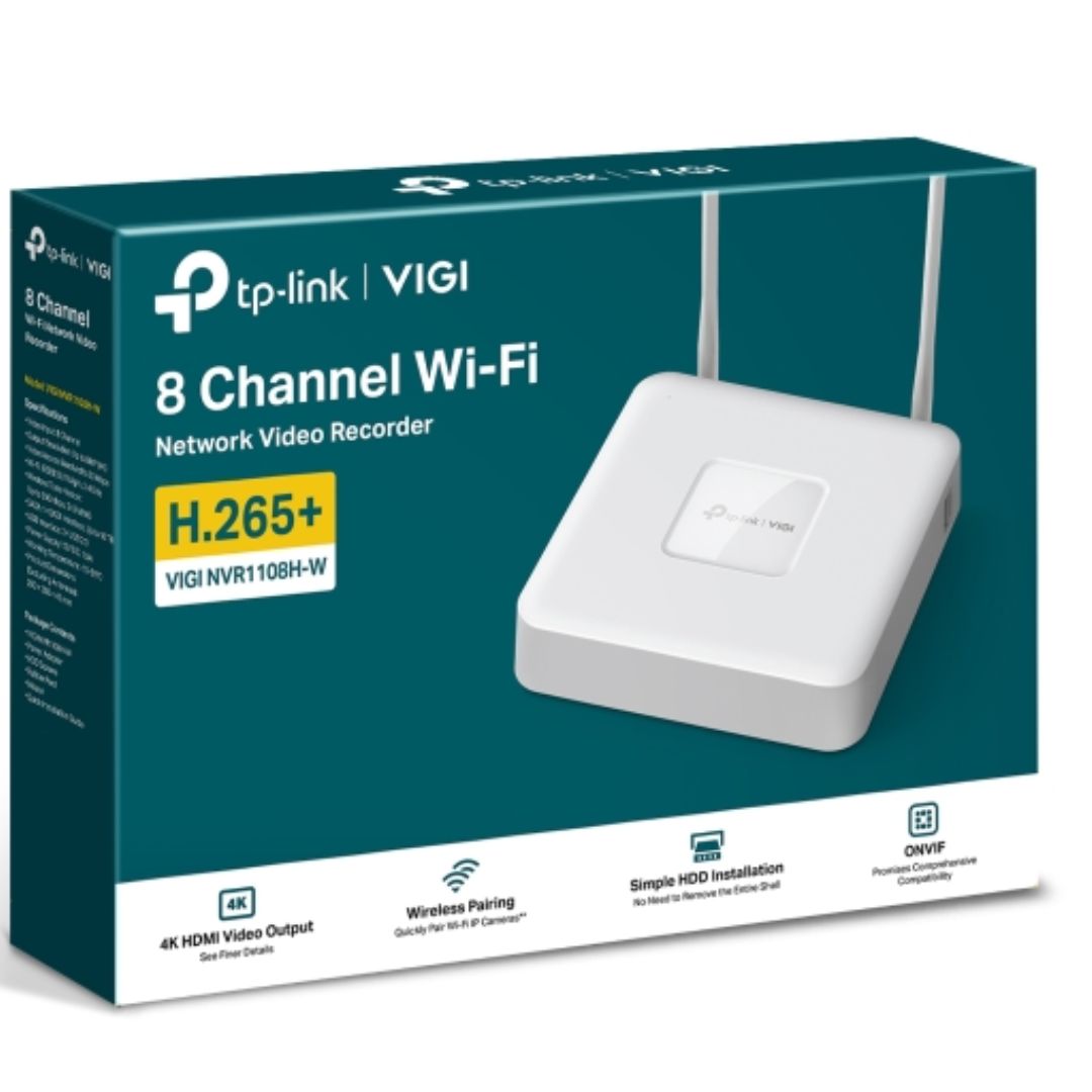 TP-Link VIGI NVR1108H-W 8 Channel Wi-Fi Network Video Recorder — 4K HDMI 16MP Decoding 8 Channel Simultaneous Recording