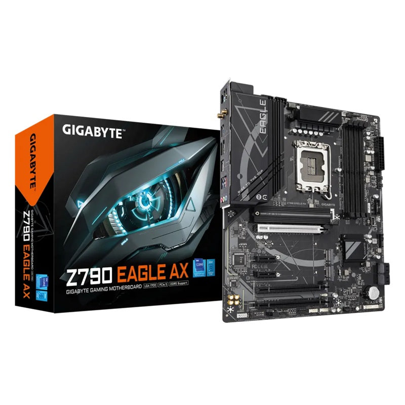 Gigabyte Z790 EAGLE AX ATX Intel Z790 LGA1700 Motherboard — DDR5 Wi-Fi 6E 4-Slot 3xM.2 USB-C PCIe 5.0