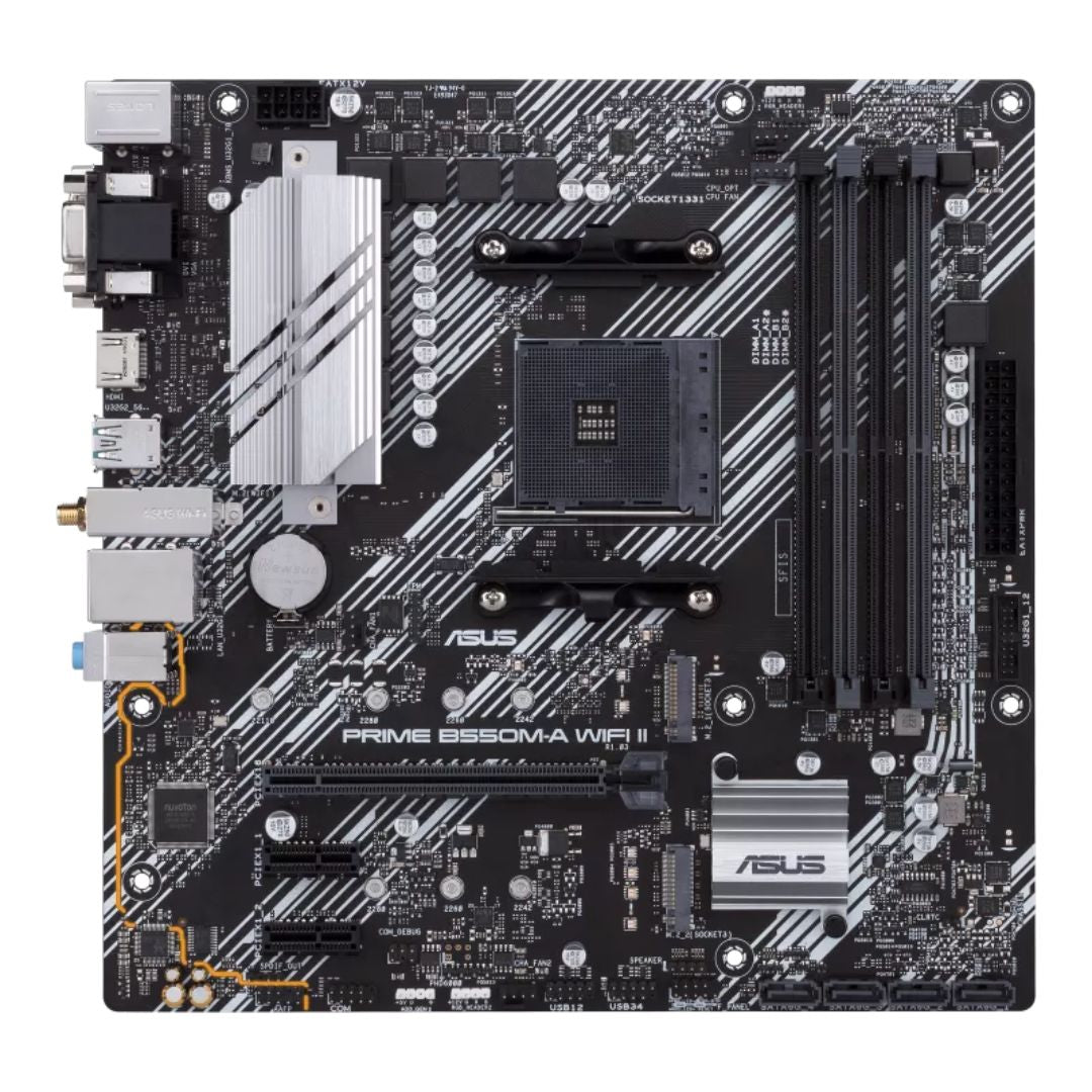 ASUS PRIME B550M-A WIFI II Micro-ATX AMD B550 AM4 Motherboard — DDR4 Wi-Fi 6 Dual M.2 PCIe 4.0
