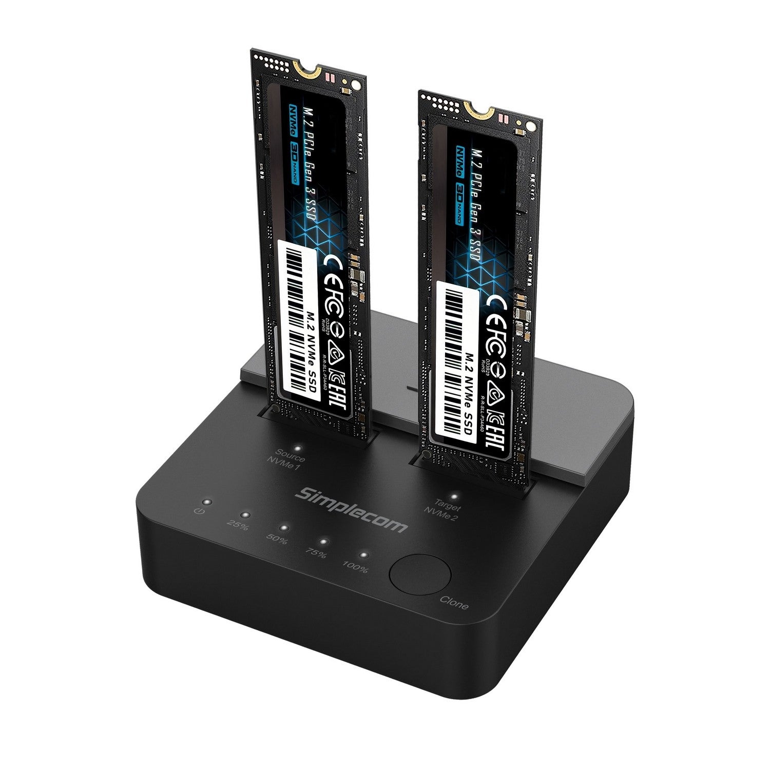 Simplecom SD550v2 USB 3.2 Gen2x2 Dual Bay NVMe M.2 SSD Docking Station Duplicator Offline Clone
