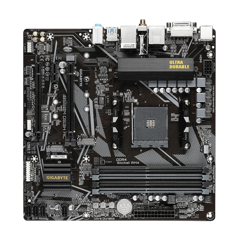Gigabyte B550M DS3H AC Micro-ATX AMD B550 AM4 Motherboard — DDR4 Wi-Fi PCIe 4.0 Dual M.2