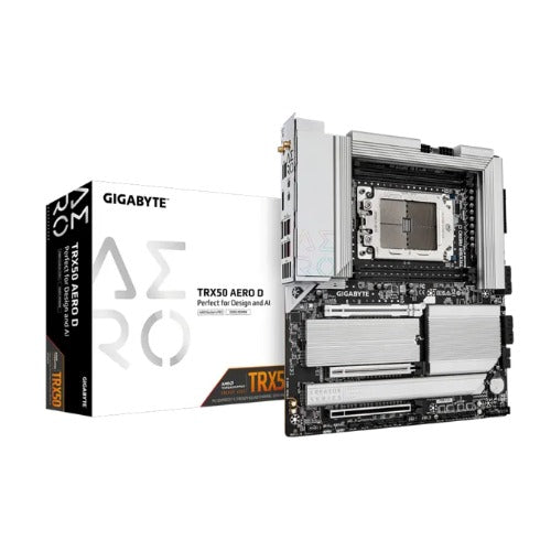 Gigabyte TRX50 AERO D E-ATX AMD Threadripper sTR5 Workstation Motherboard — DDR5 ECC 1TB PCIe 5.0 Wi-Fi 7 USB4