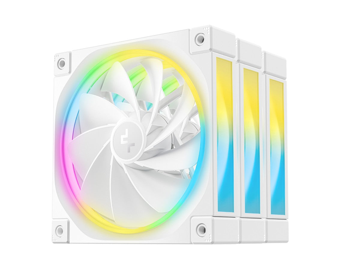 DeepCool FL12R White 120mm ARGB Case Fans 3-Pack — Fluid Dynamic Bearing 4-Pin PWM Addressable RGB LED