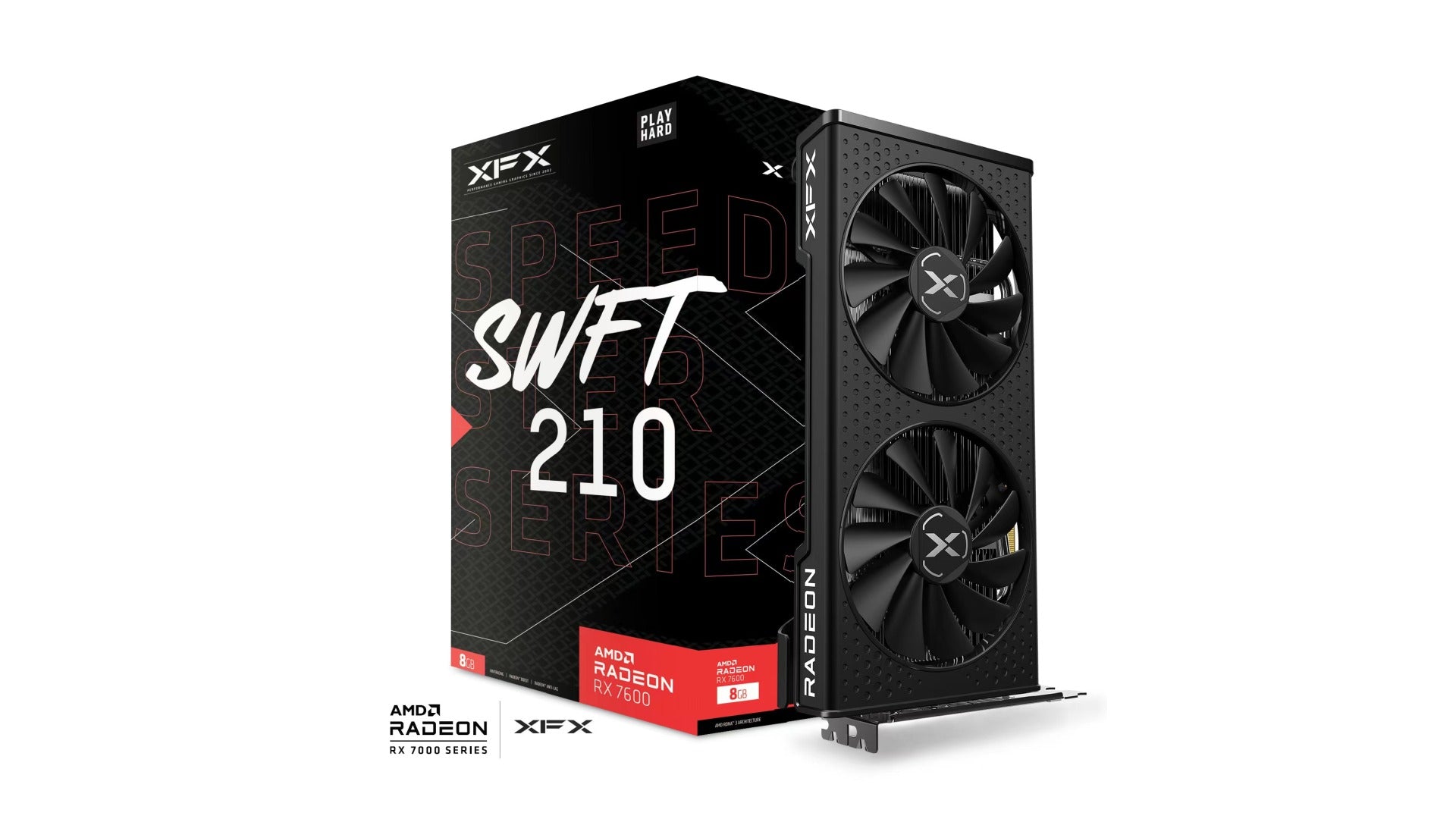 XFX Speedster SWFT210 AMD Radeon RX 7600 8GB GDDR6 Gaming Graphics Card — RDNA 3 HDMI 3x DisplayPort