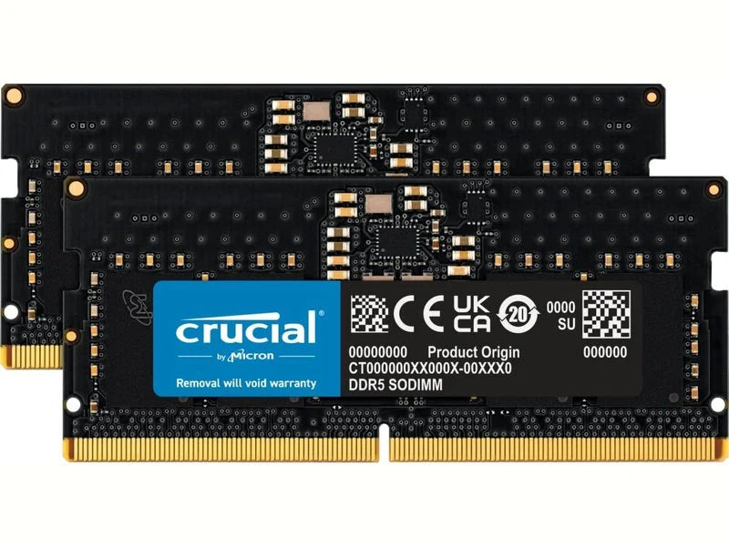 Crucial 16GB (2x8GB) DDR5 SODIMM 4800MHz C40 1.1V Notebook Laptop Memory