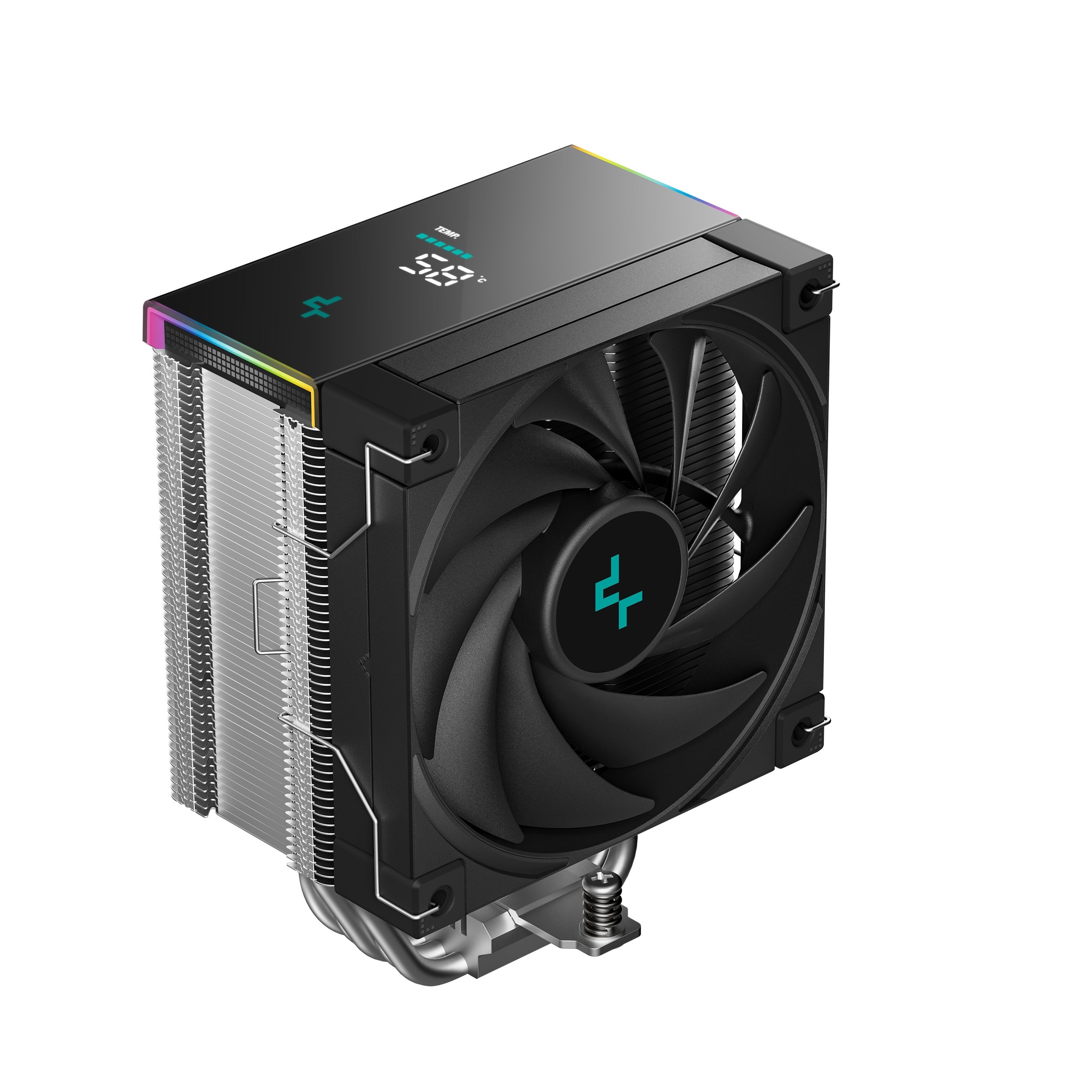 DeepCool AK500S Digital SE Single-Tower CPU Cooler Status Display ARGB Strips 5 Heat Pipes Intel LGA1851/1700 AMD AM5/AM4
