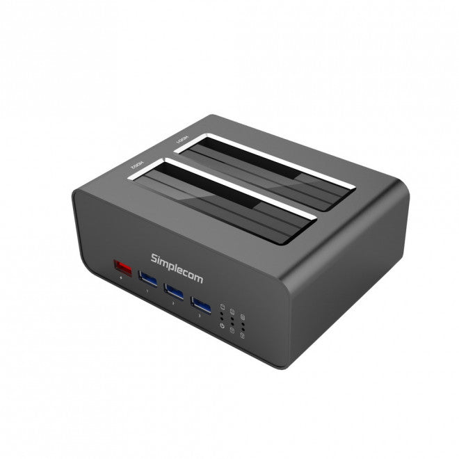 Simplecom SD352 USB 3.0 Dual SATA Aluminium Docking Station with 3-Port USB Hub and 2.1A Charger