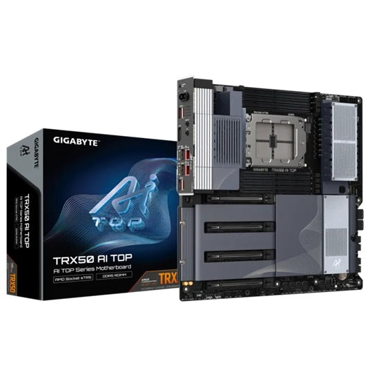Gigabyte TRX50 AI TOP E-ATX AMD Threadripper sTR5 AI Workstation Motherboard — DDR5 ECC 2TB PCIe 5.0 Wi-Fi 7 Dual 10GbE USB4