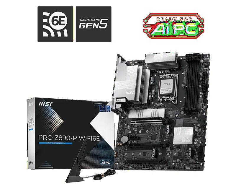 MSI PRO Z890-P WIFI6E ATX Intel Z890 LGA1851 Motherboard — DDR5 Wi-Fi 6E PCIe 5.0 4xM.2 5G LAN USB 20Gbps