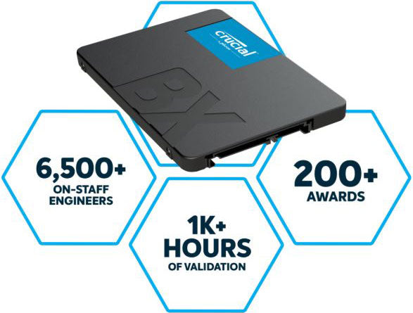 Crucial BX500 2TB 2.5" SATA III 3D NAND SSD — 540MB/s Read 500MB/s Write 3YR