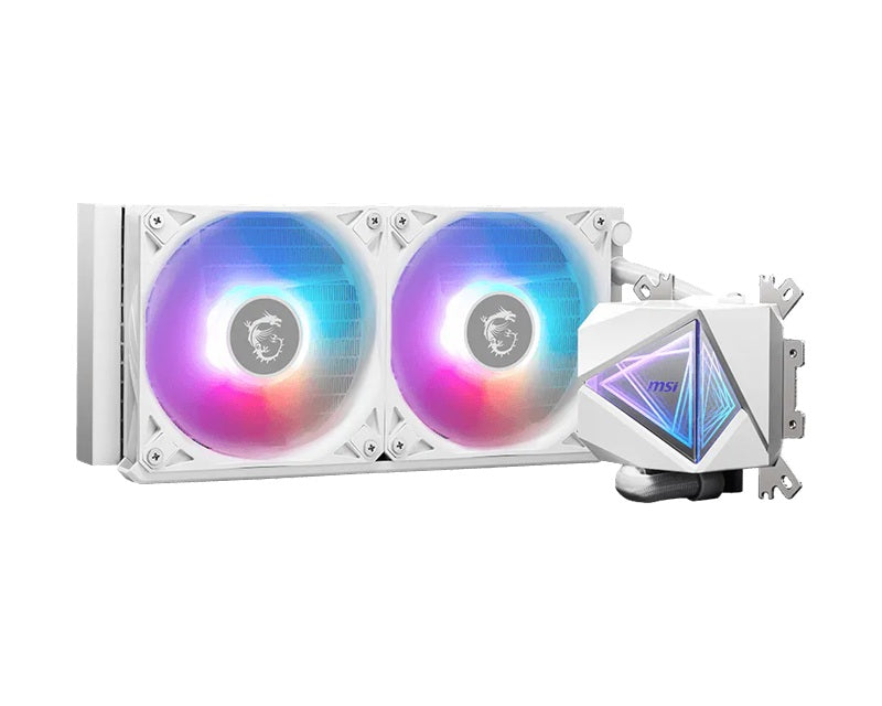 MSI MAG CORELIQUID I240 White 240mm AIO Liquid CPU Cooler Intel LGA1700 LGA1200 AMD AM5/AM4 3YR
