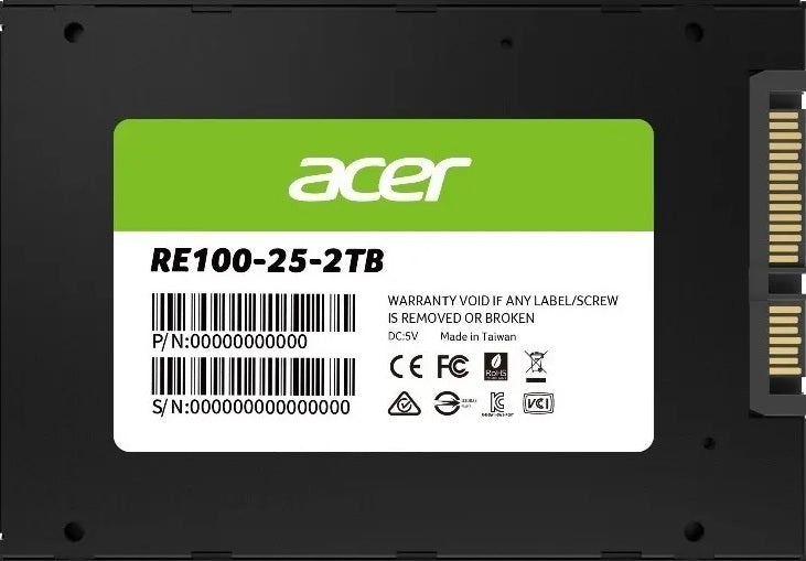Acer RE100 2TB 2.5" SATA III SSD — 558MB/s Read 503MB/s Write 3D NAND 5YR