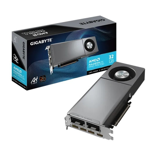 Gigabyte Radeon AI Pro R9700 AI TOP 32GB GDDR6 Professional AI Graphics Card — RDNA 4 PCIe 5.0 DP 2.1 HDMI 2.1
