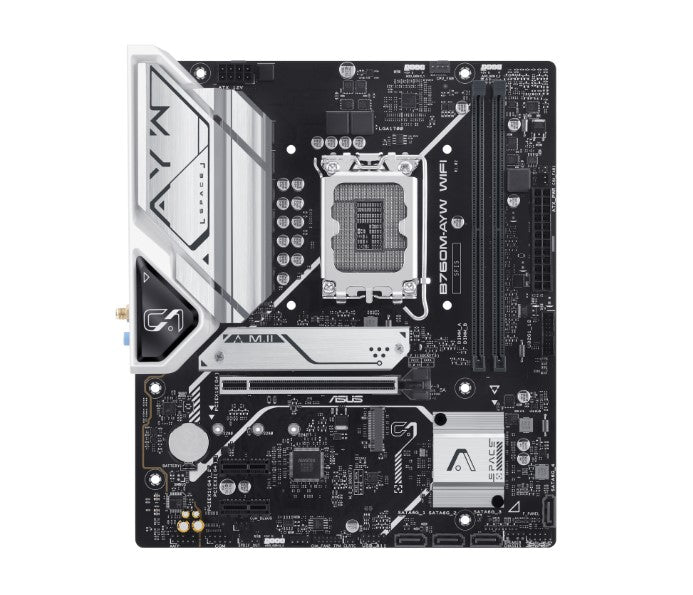 ASUS B760M-AYW WIFI Micro-ATX Intel B760 LGA1700 Motherboard — DDR5 Wi-Fi 6 2.5GbE Dual M.2 HDMI 4K