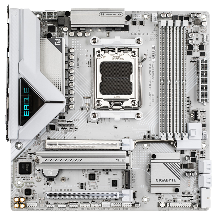 Gigabyte B850M EAGLE WIFI6E ICE White Micro-ATX AMD AM5 Motherboard 4x DDR5 256GB PCIe x16 2x M.2 4x SATA