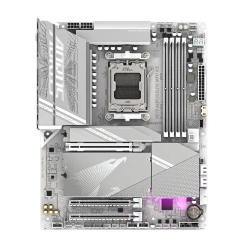 Gigabyte X870 AORUS ELITE WF7 ICE White ATX AMD AM5 Motherboard 4x DDR5 256GB 3x PCIe 4x M.2 4x SATA USB-C Wi-Fi 7