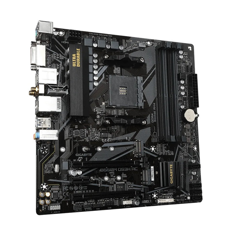 Gigabyte B550M DS3H AC Micro-ATX AMD B550 AM4 Motherboard — DDR4 Wi-Fi PCIe 4.0 Dual M.2