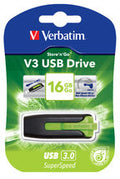 Verbatim 16GB Store'n'Go V3 USB 3.0 Retractable Flash Drive – Green