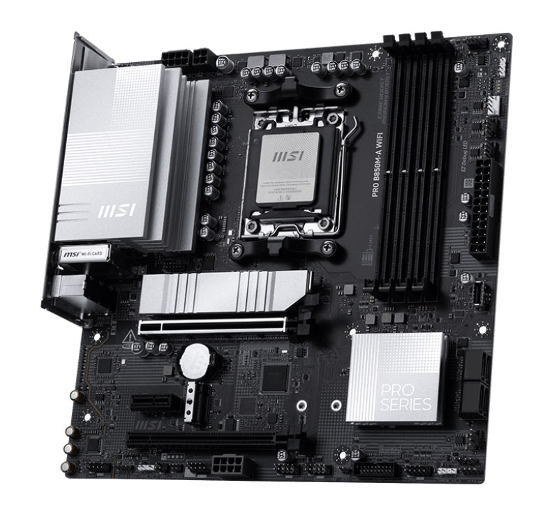 MSI PRO B850M-A WIFI Micro-ATX AMD AM5 Motherboard 4x DDR5 256GB PCIe x16 3x M.2 3x USB-C Wi-Fi 7