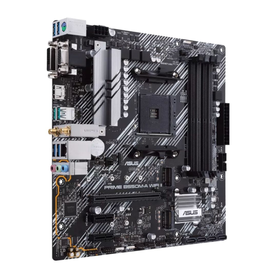 ASUS PRIME B550M-A WIFI II Micro-ATX AMD B550 AM4 Motherboard — DDR4 Wi-Fi 6 Dual M.2 PCIe 4.0