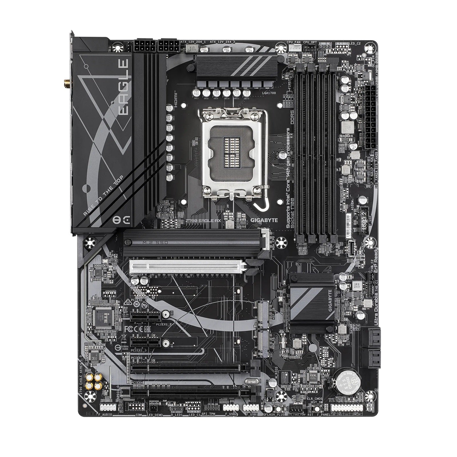 Gigabyte Z790 EAGLE AX ATX Intel Z790 LGA1700 Motherboard — DDR5 Wi-Fi 6E 4-Slot 3xM.2 USB-C PCIe 5.0