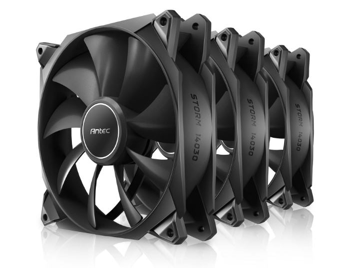 Antec StormT3 140mm PWM FDB Case Fans 3-Pack — High Airflow 112CFM Woven Cable Daisy Chain 3YR