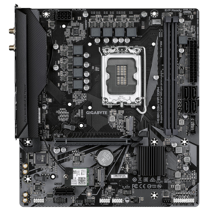 Gigabyte H610M D3H WIFI DDR4 Micro-ATX Intel H610 LGA1700 Motherboard — DDR4 64GB Wi-Fi M.2 4xSATA HDMI